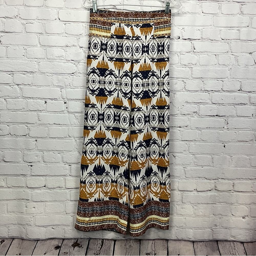 Earthbound Trading Co Pants Womens Size S Tribal Print Wide Leg Festive Boho NWT